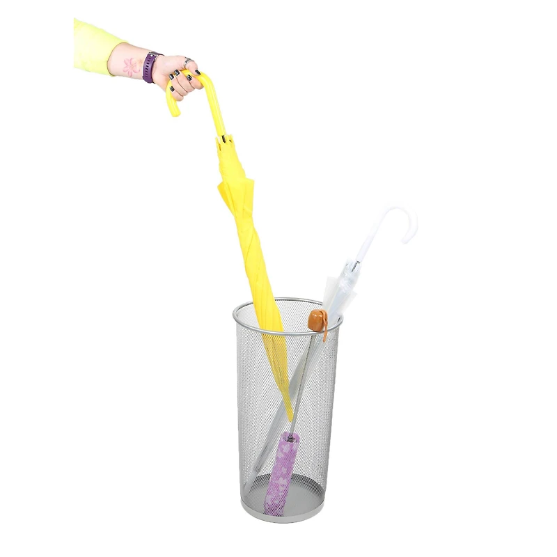 Mind Reader Silver Metal Mesh Umbrella Holder Basket