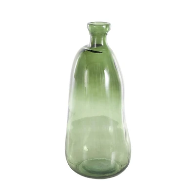 Green Recycled Glass Abstract Handmade Curved Ombre Spanish Bottle Vase