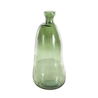 Green Recycled Glass Abstract Handmade Curved Ombre Spanish Bottle Vase