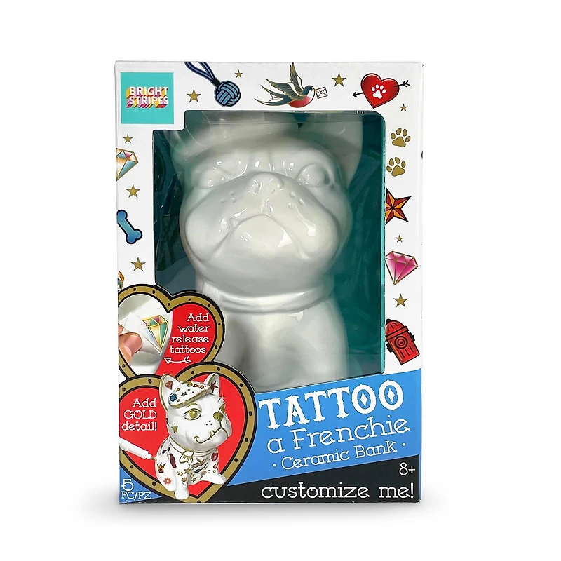 Bright Stripes Tattoo A Frenchie Ceramic Bank