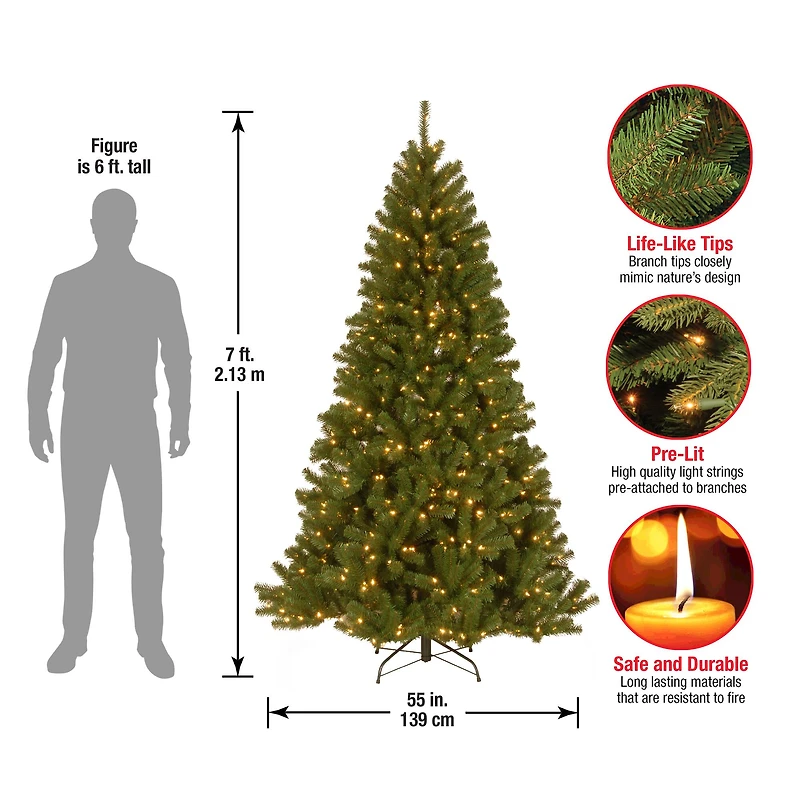 ft. Pre-lit North Valley Spruce Full Artificial Christmas Tree
