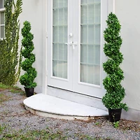 5ft. UV-Resistant Boxwood Spiral Topiary Artificial Tree in Decorative Planter