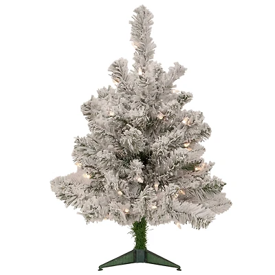 2ft. Pre-Lit Flocked Madison Pine Artificial Christmas Tree, Clear Lights