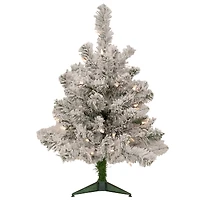 2ft. Pre-Lit Flocked Madison Pine Artificial Christmas Tree, Clear Lights
