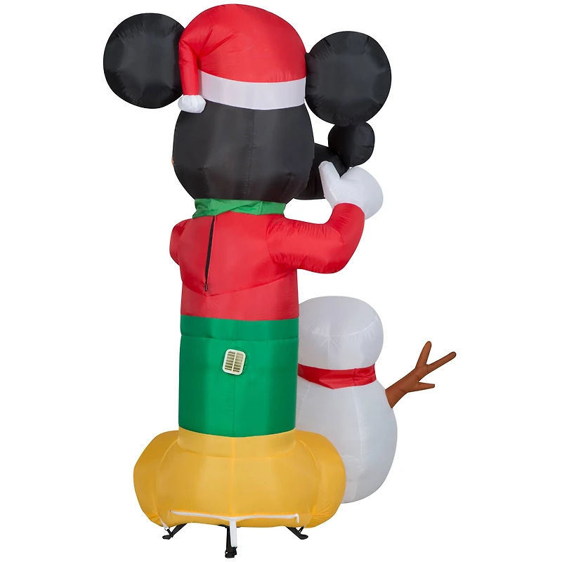 Airblown Disney Animated Mickey Putting Hat On Mickey Snowman