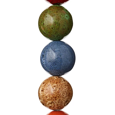 12 Pack: Multicolor Ceramic Round Beads, 24mm by Bead Landing™
