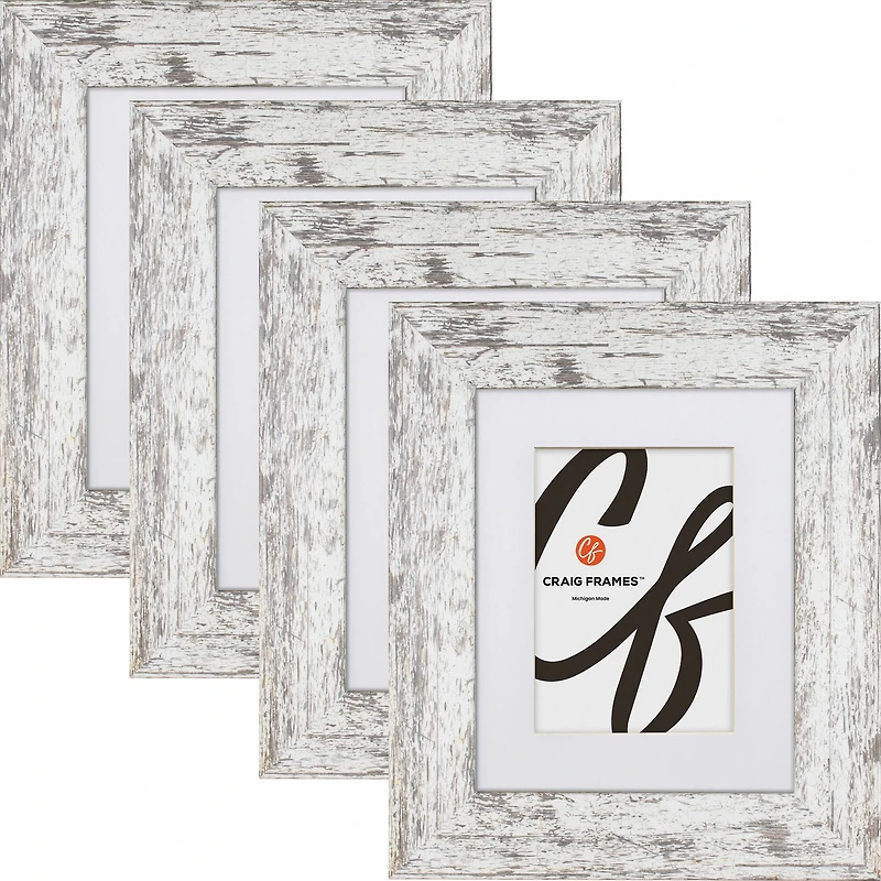 4 Pack American Barn Alabaster White Picture Frame with Mat by Craig Frames