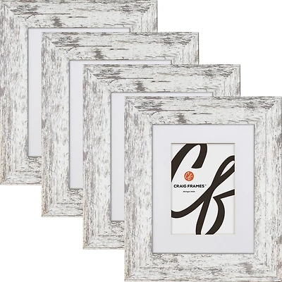4 Pack American Barn Alabaster White Picture Frame with Mat by Craig Frames