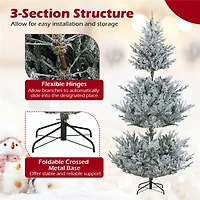 Costway 7ft. Pre-Lit Hinged Artificial Christmas Tree, Warm White LED Lights