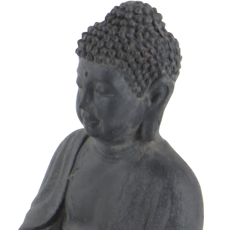 CosmoLiving by Cosmopolitan Grey Ceramic Sculpture, Buddha 12" x 8" x 7"