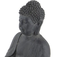 CosmoLiving by Cosmopolitan Grey Ceramic Sculpture, Buddha 12" x 8" x 7"