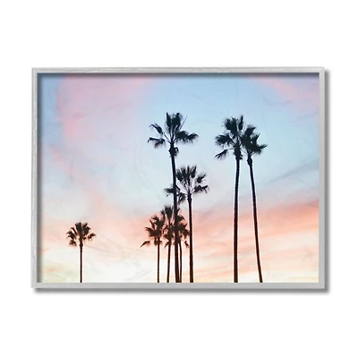 Stupell Industries Sunset Sky with Palm Tree Silhouettes Framed Wall Art