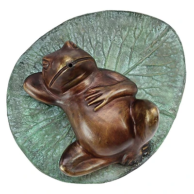 Design Toscano Spitting Frog on Lily Pad Bronze Garden Statue