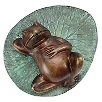 Design Toscano Spitting Frog on Lily Pad Bronze Garden Statue
