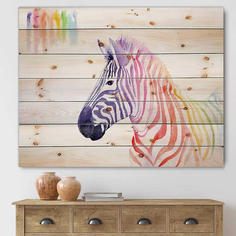 Designart - Portrait of Rainbow Zebra