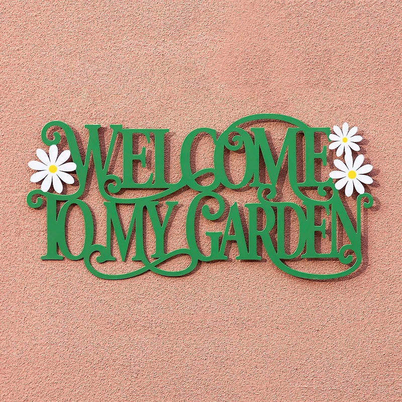 Glitzhome® 24" Welcome to my Garden Metal Cutout Wall Décor