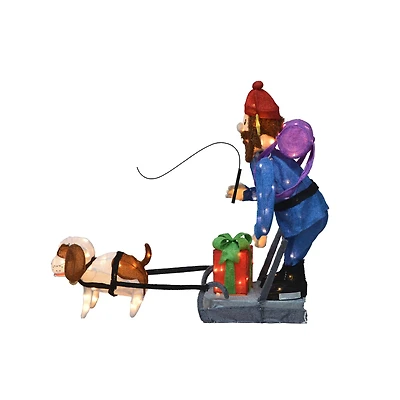 34" Rudolph the Red-Nosed Reindeer Yukon & Dog 3D Pre-Lit Yard Décor