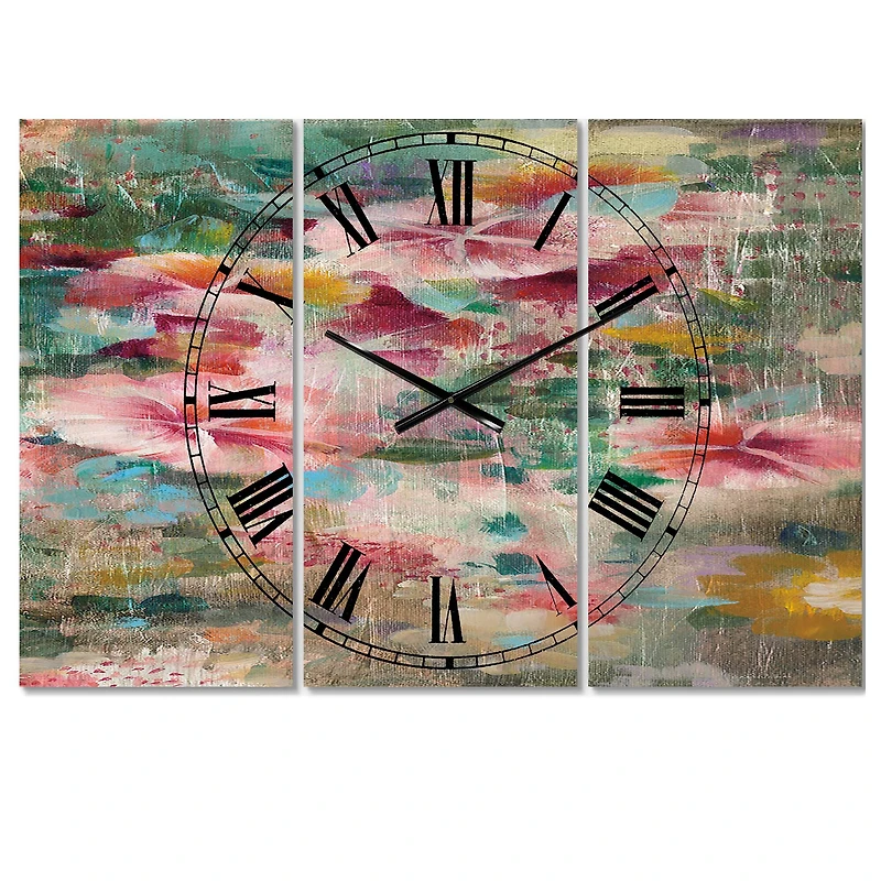 Designart 'Flower Shower Iii Lodge Multipanel Wall Clock
