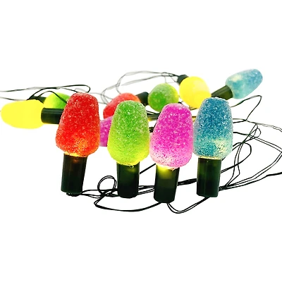 12ct. Multicolor LED Sugared Bulb String Lights on Silver Wire by Ashland®