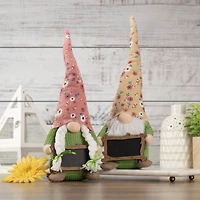 16" Yellow Floral Springtime Gnome with Message Board