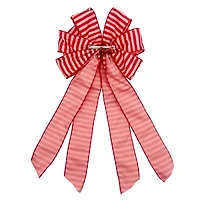 20.5" Pink & Red Stripes Holly Jolly Tree Bow by Celebrate It®