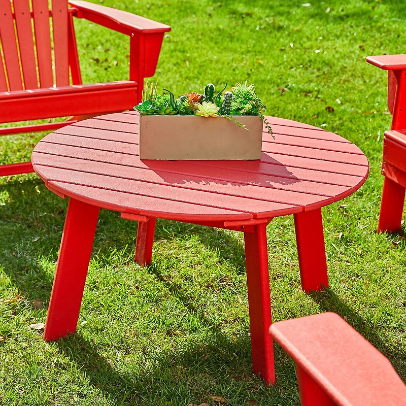 Glitzhome® 32" Red Round Outdoor Coffee Table