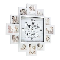 White Farmhouse Shabby-Chic "Together" Picture Frame Wall Collage Clock