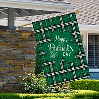 Happy St. Patrick's Day Plaid Outdoor House Flag 28" x 40"