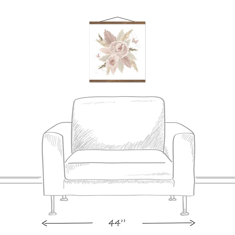 Boho Florals 16" x 16" Teak Hanging Canvas