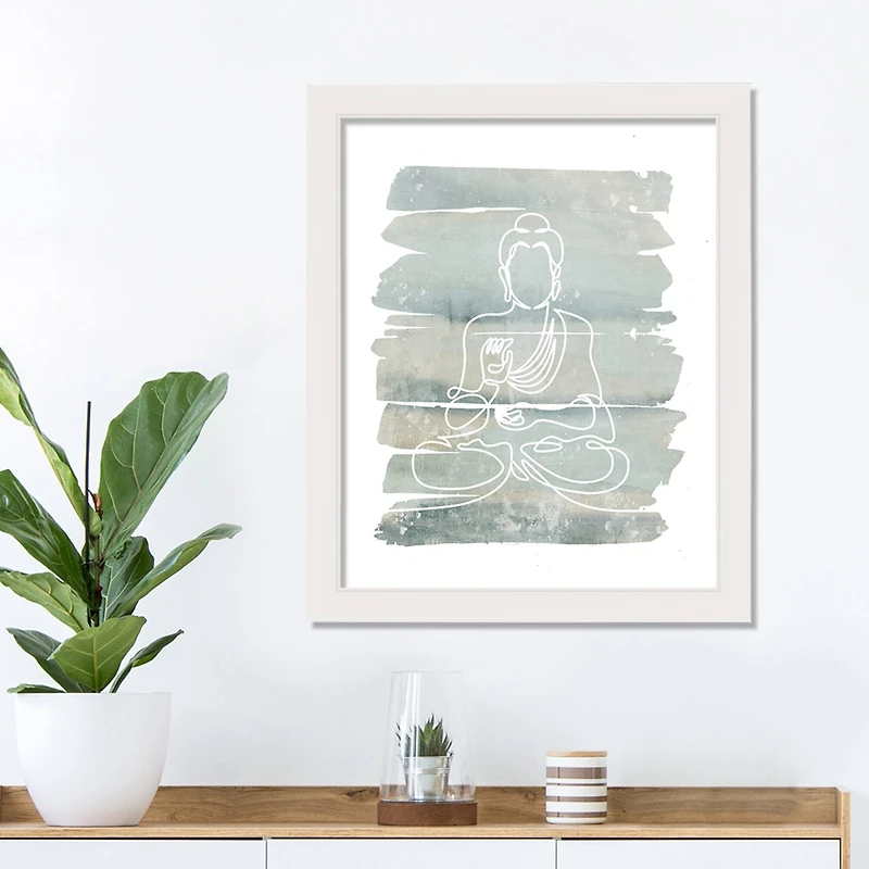 White Abstract Buddha White Framed Wall Décor