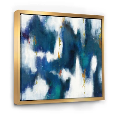 Designart Blue Glam Texture II Contemporary Framed Canvas