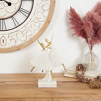 12.75" Cream Polystone Dancing Ballet Couple Sculpture Décor