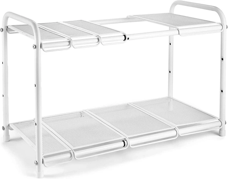 NEX™ White 2 Tier Expandable Cabinet Shelf Organizer Rack