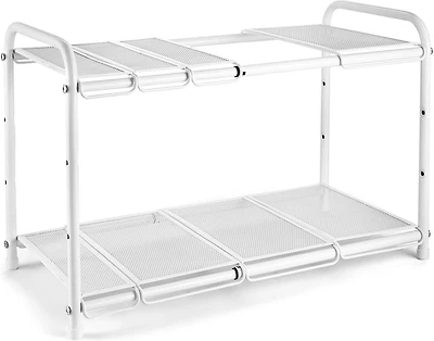 NEX™ White 2 Tier Expandable Cabinet Shelf Organizer Rack
