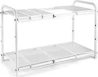NEX™ White 2 Tier Expandable Cabinet Shelf Organizer Rack