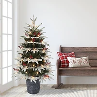 4.5ft. Pre-Lit Halifax Fir Artificial Potted Christmas Tree, Clear Lights
