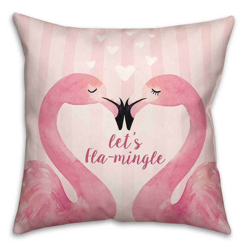 Let's Fla-Mingle Valentine's Throw Pillow