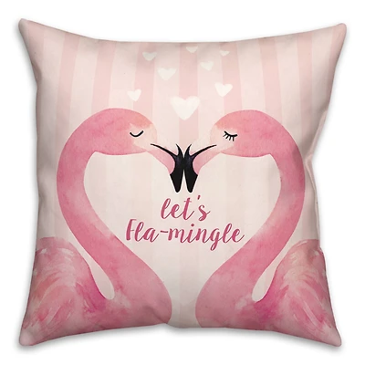 Let's Fla-Mingle Valentine's Throw Pillow