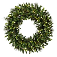30" White Mini LED Lights Bangor Mixed Pine Artificial Christmas Wreath