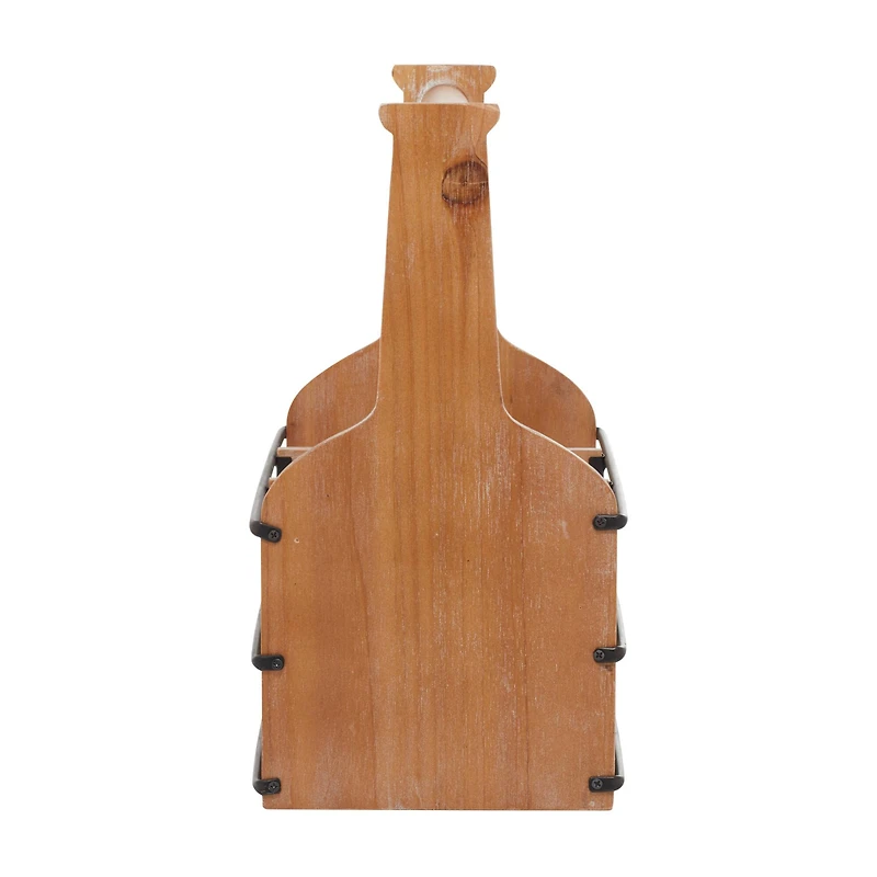 15" Brown Wood Farmhouse Wine Rack