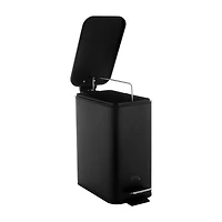 Simplify Black 5L Slim Rectangular Pedal Trash Bin with Soft Close Lid