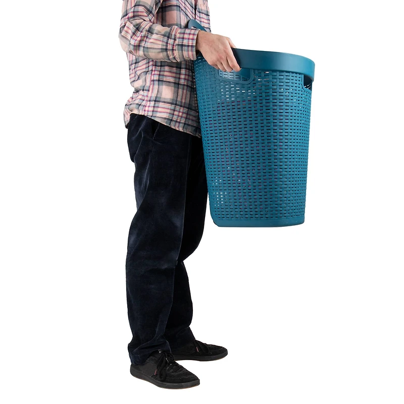Mind Reader 60L Ventilated Mobile Laundry Hamper with Cut Out Handle & Integrated Caster Wheels