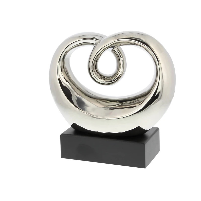 10" Silver Ceramic Modern Abstract Sculpture