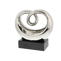 10" Silver Ceramic Modern Abstract Sculpture