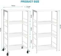White Kitchen Storage 4-Tier Rolling Utility Cart