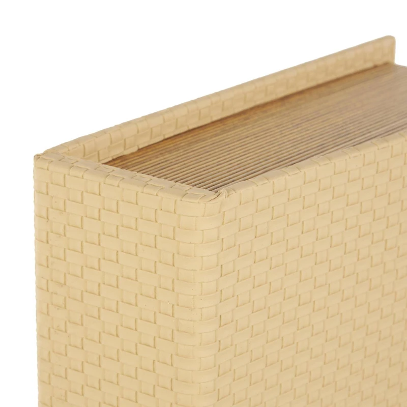 Faux Leather Geometric Woven Grid Book Storage Box Set