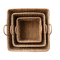 Hello Honey® Natural Square Rattan Basket Set with Handles