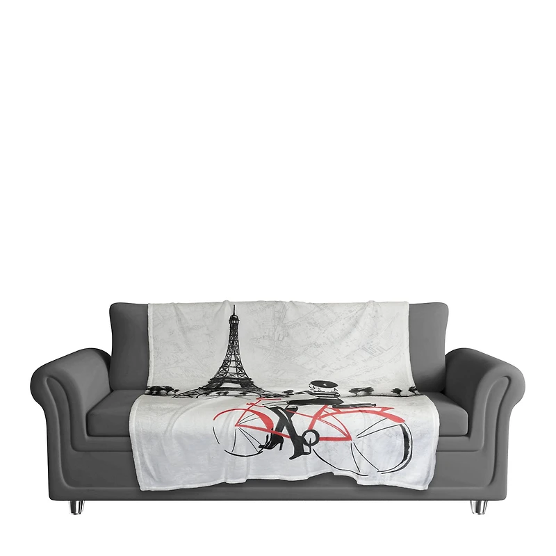Parisian Red Bike 50" x 60" Coral Fleece Blanket