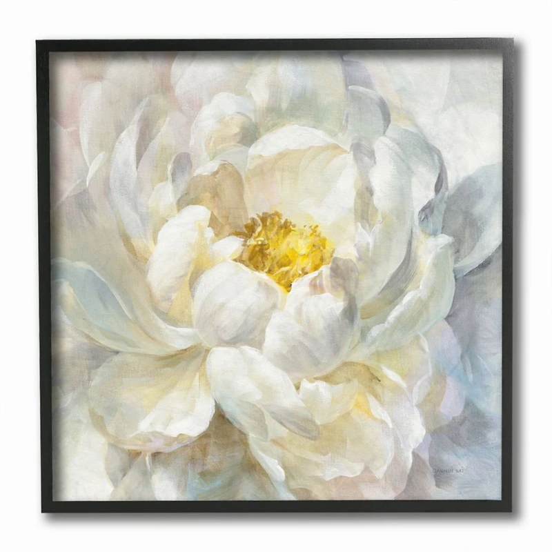 Stupell Industries Soft White Yellow Delicate Flower Petals Framed Wall Art
