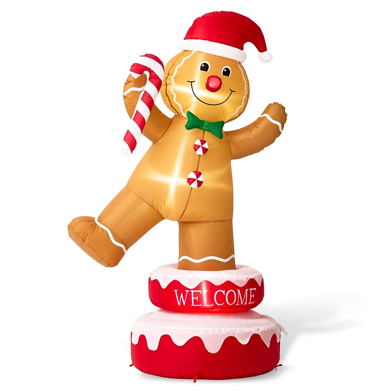 Glitzhome® 6ft. Lighted Inflatable Rotating Gingerbread Man Décor